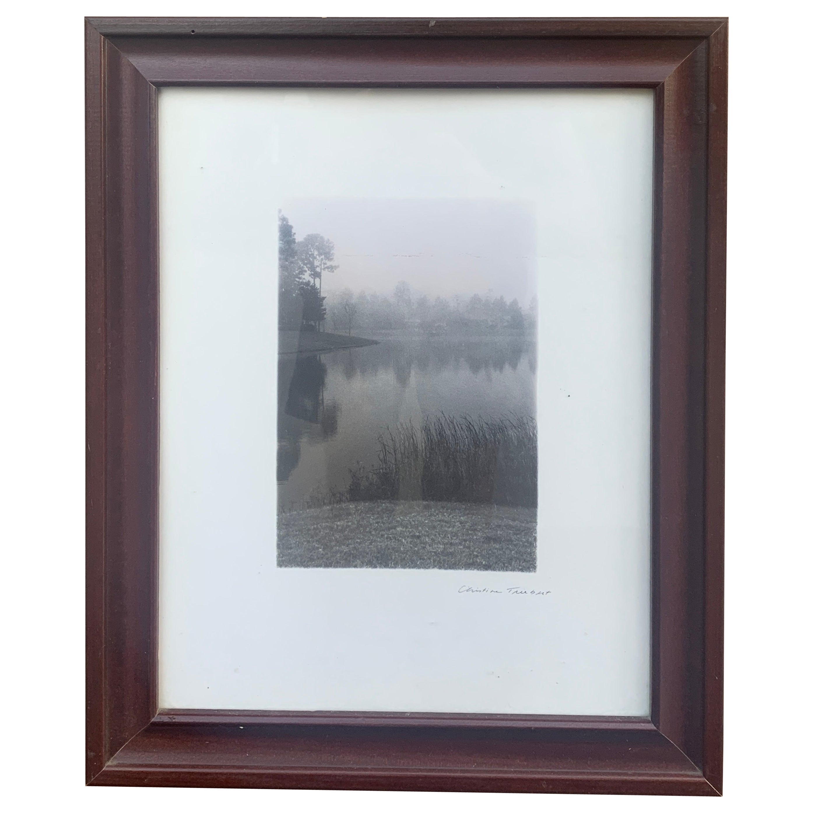 Framed Print of a Foggy Landscape by Christine Triebert, 1990s For Sale