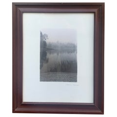 Vintage Framed Print of a Foggy Landscape by Christine Triebert, 1990s