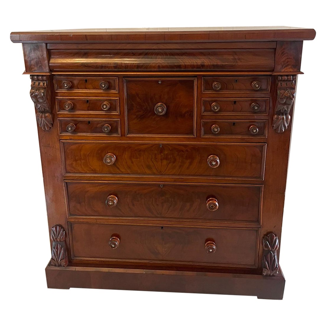 Superb Quality Antique Victorian Figured Mahogany Chest of Drawers  For Sale