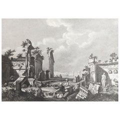 Original Antique Print of the Temple of Baalbek, Lebanon. C.1840