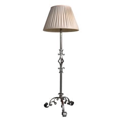 Exceptional and Large French Curled Wrought Iron Floor lamp 