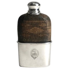 Retro Early French Solid Silver Sterling Hip Flask 1835 Paris
