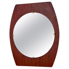 Vintage Italian Decorative Mid-Century Wall Mounted Mirror with Wood Frame