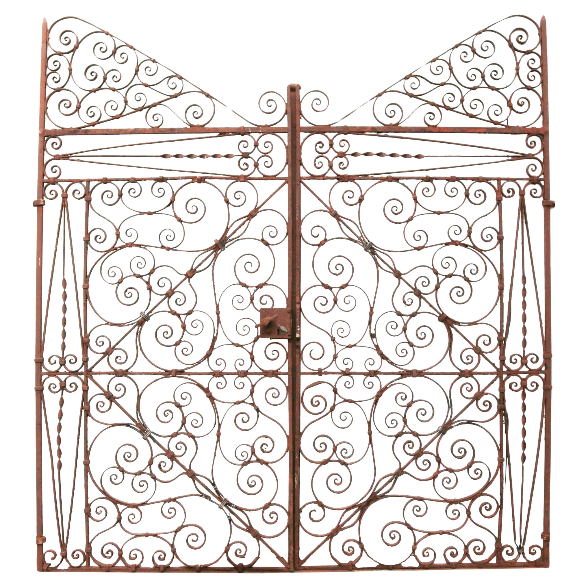 Victorian Wrought Iron French Pedestrian Gates For Sale