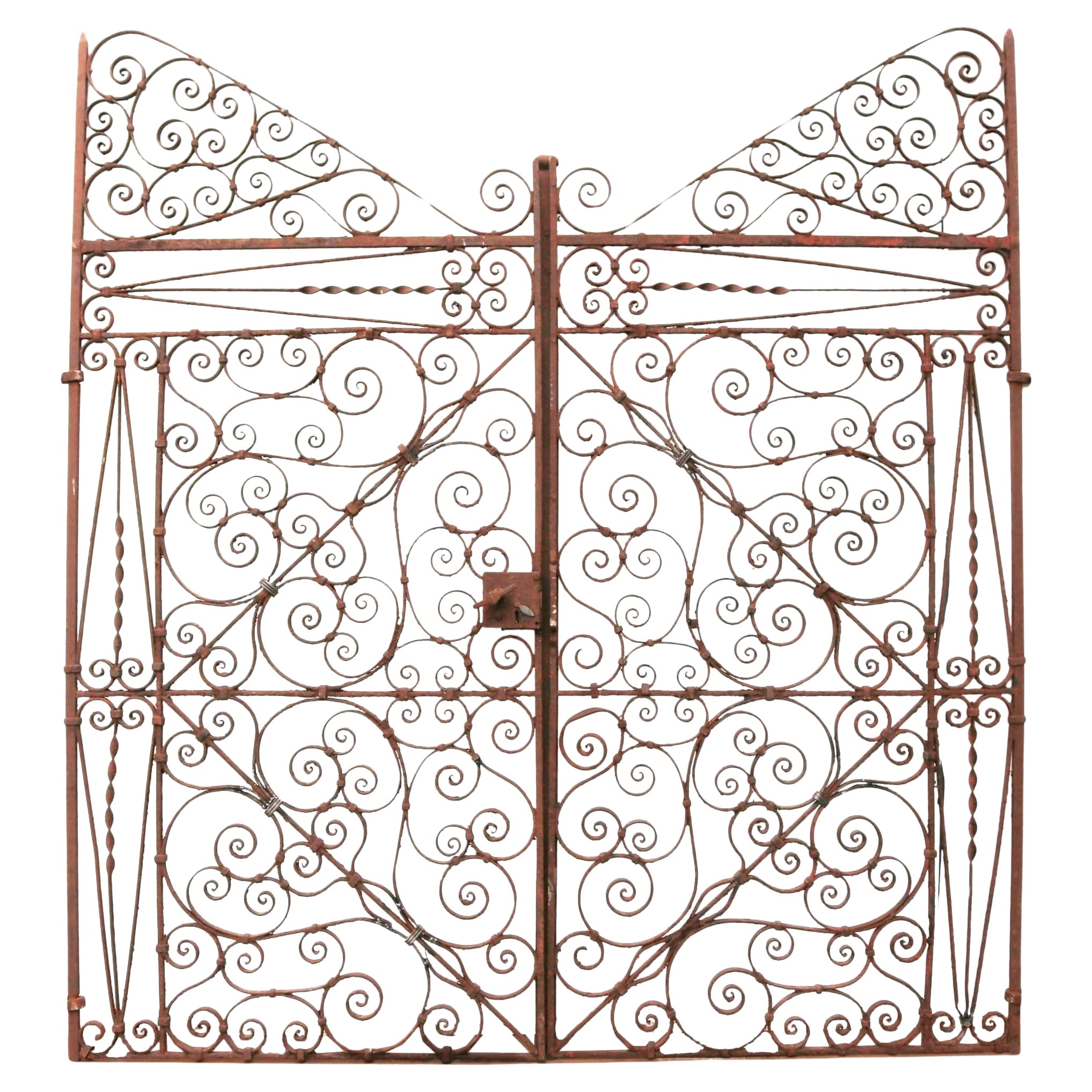 Gates de piédestaux anglaises victoriennes en fer forgé