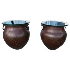 Pair Of Enormouse Anglo - Indian Copper Planters / Tables