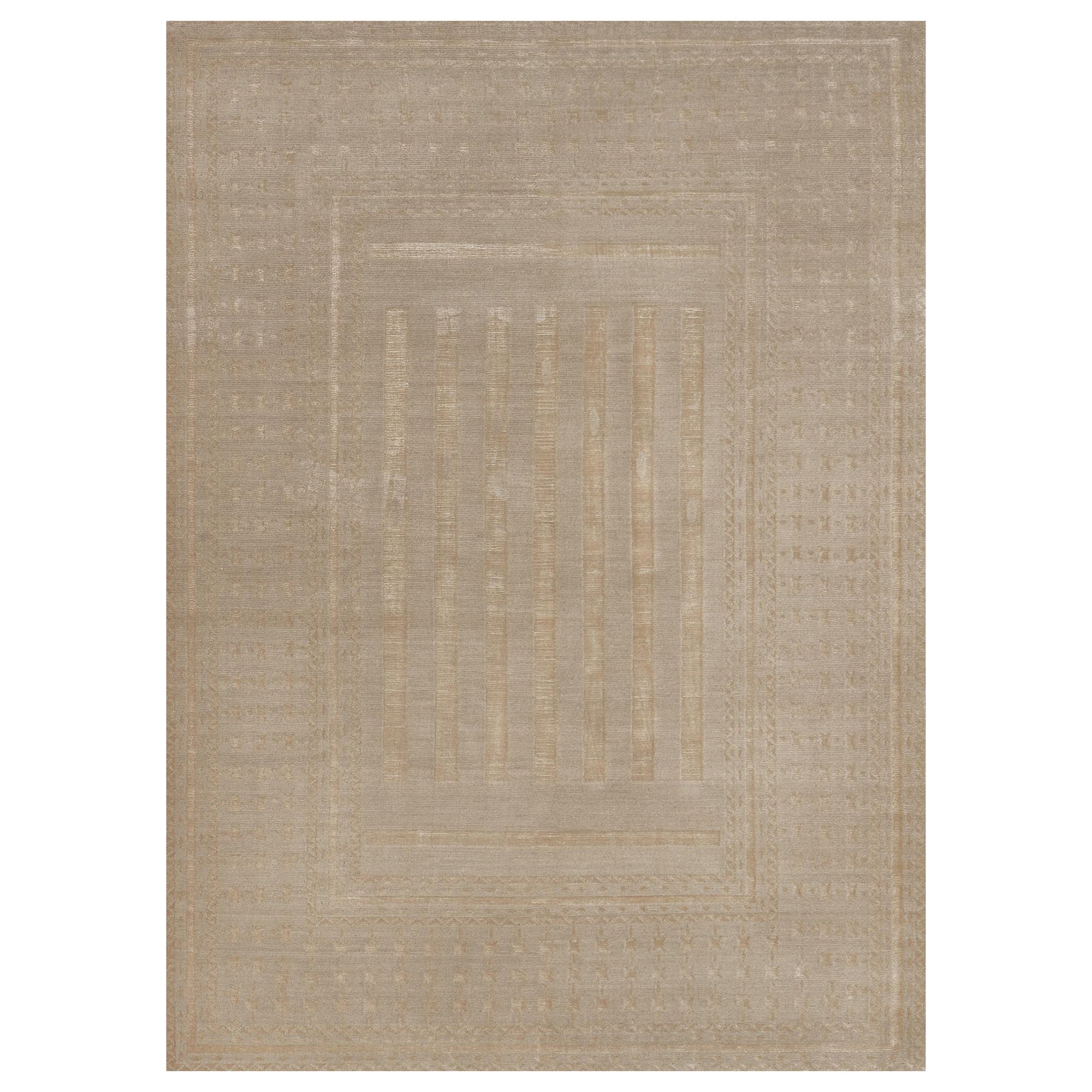 Hand-Knotted Wool Modern Tibetan-Style Wool Rug For Sale