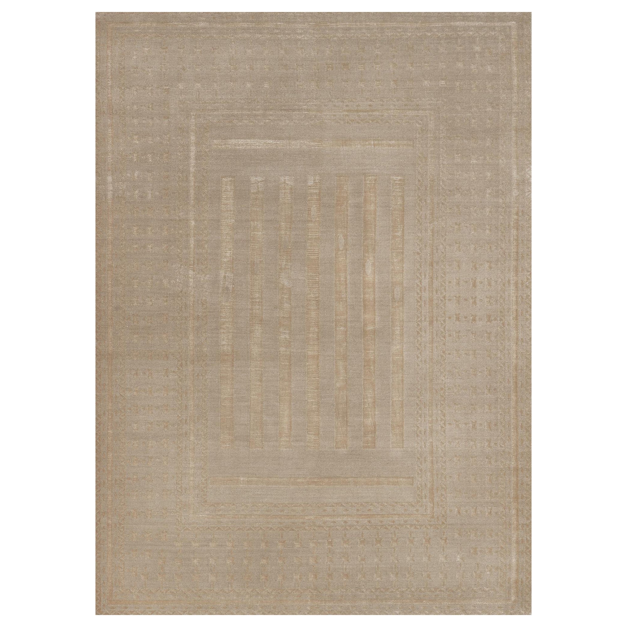 Hand-Knotted Wool Modern Tibetan-Style Wool Rug