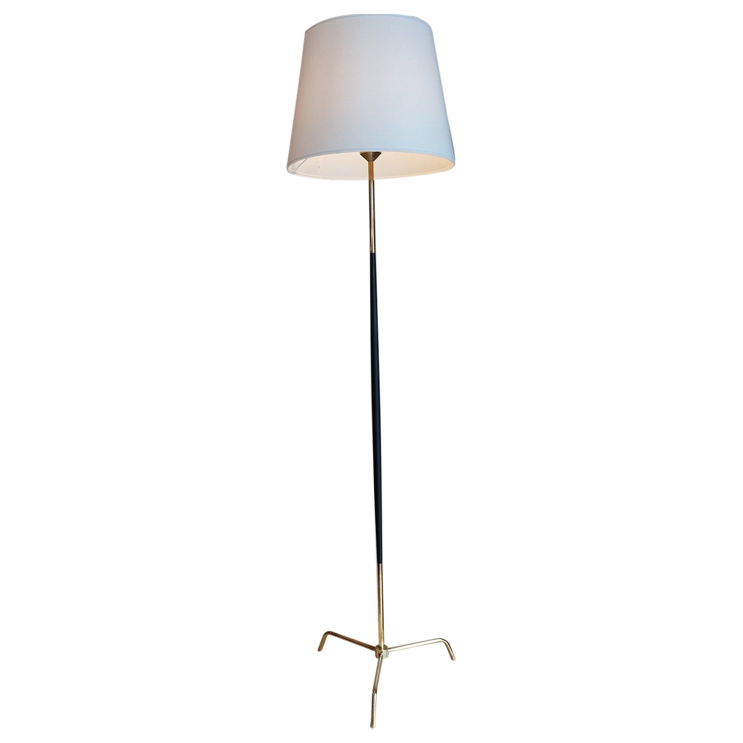 Brass and painted metal floor lamp