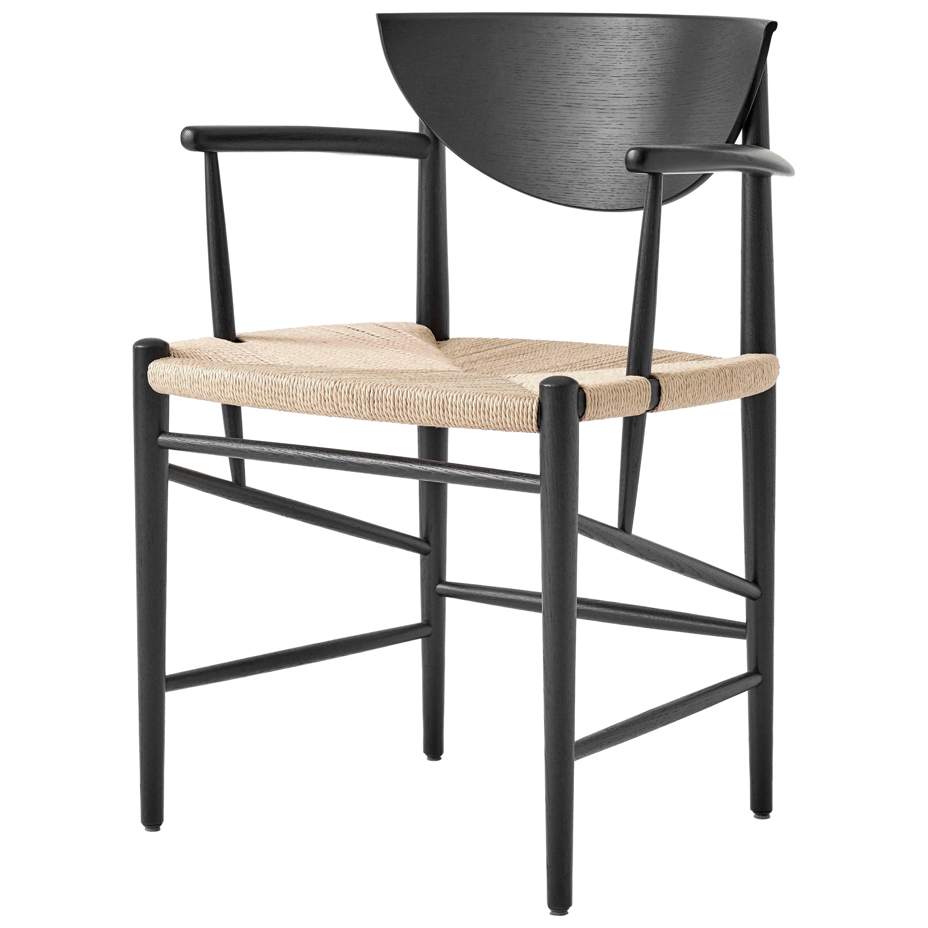 Drawn HM4 Chair with Arm Rests, Black Lacquered Oak by Hvidt & Mølgaard for &T For Sale