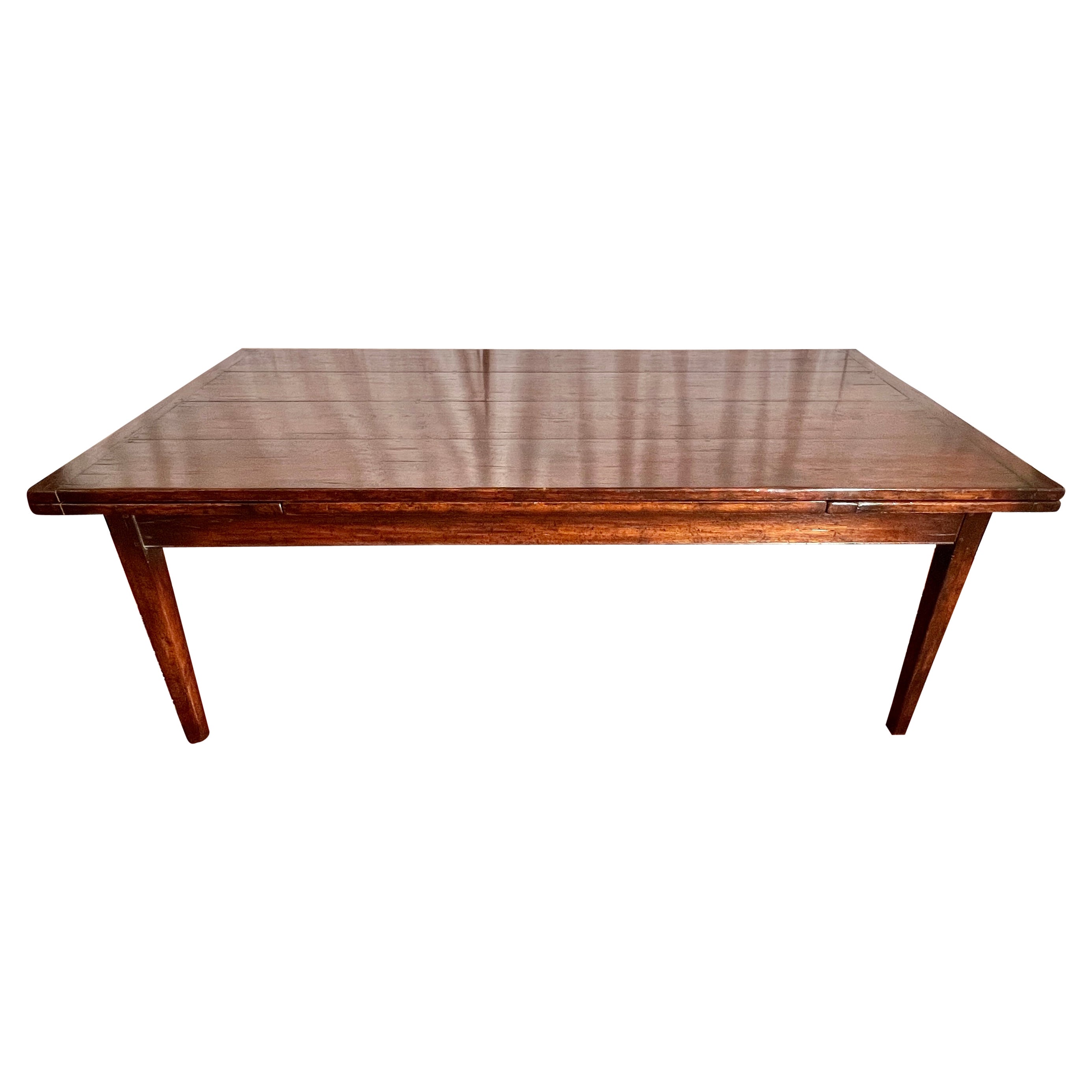 Hand-Made English Solid Oak Draw-Leaf Dining Table For Sale