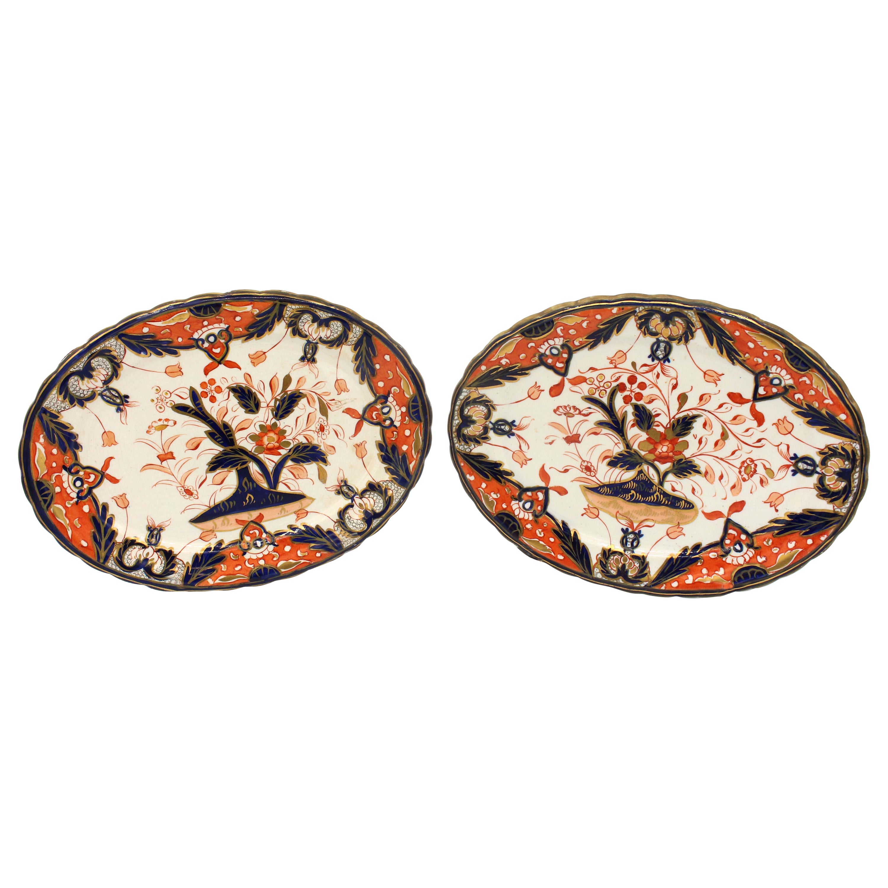 Pair of Saucier Stands, Stoneware by Davenport, Imari pattern, late 19th century For Sale