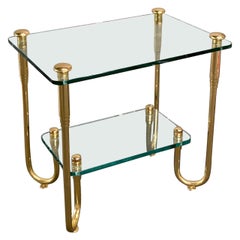Hollywood Regency style gold plated glass side table