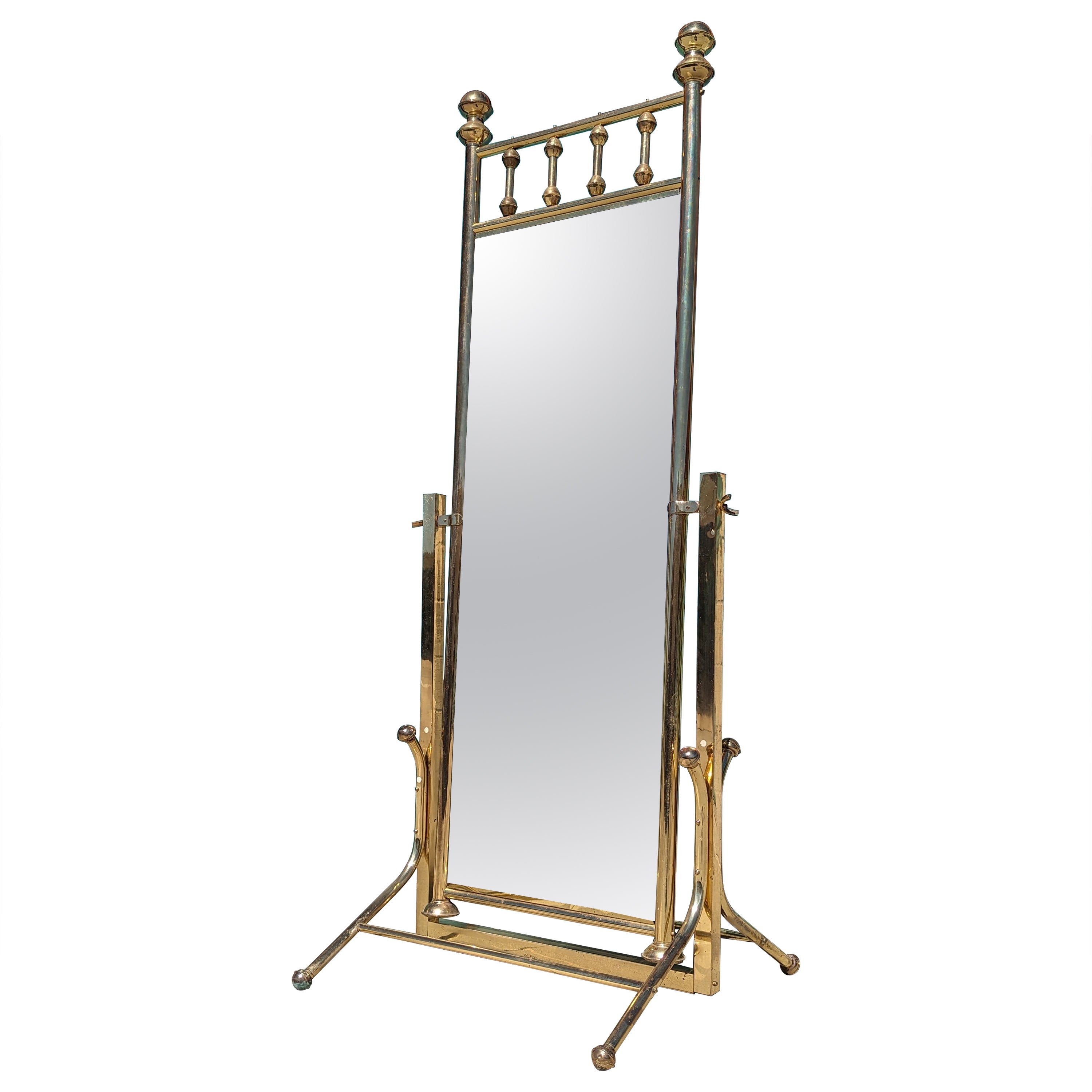 Postmodern Hollywood Regency Cheval Two-Sided Floor Mirror, c1970s