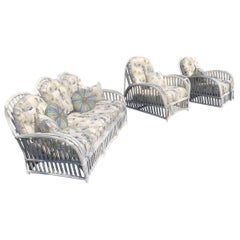 Art Deco Three Piece Rattan /  Wicker Suite by The Heywood Wakefield Company