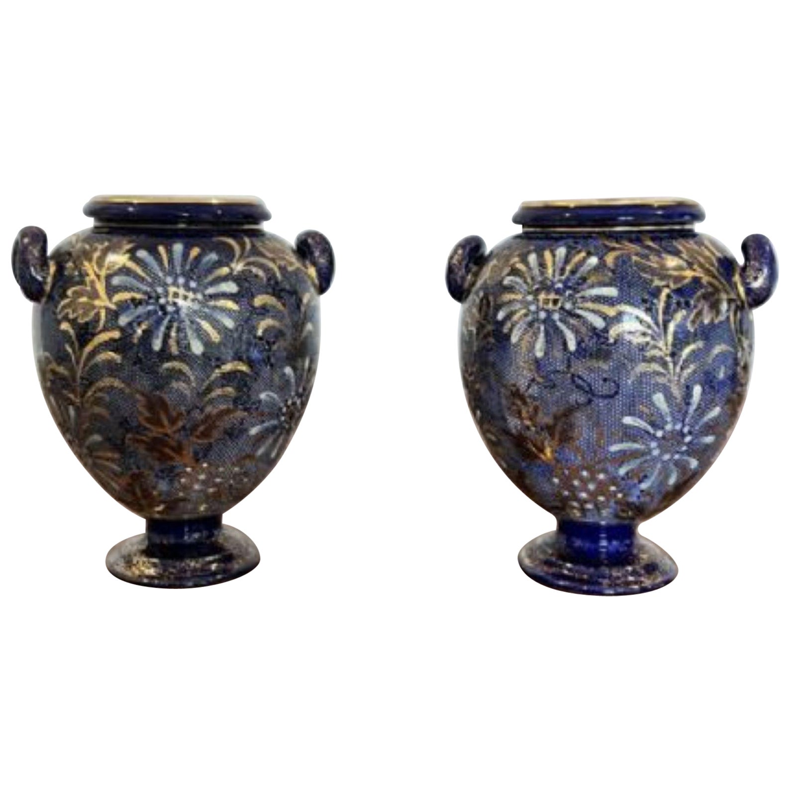 Small pair of  antique Doulton vases  For Sale