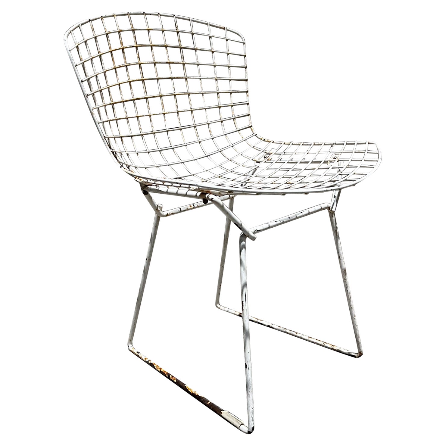1952 Harry Bertoia Distressed Side Chair White