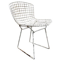 Vintage 1952 Harry Bertoia Distressed Side Chair White