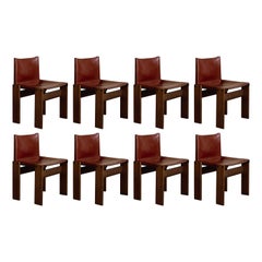 Afra & Tobia Scarpa "Monk" Dining Chairs for Molteni, 1974, Set of 8