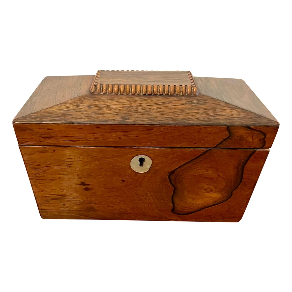 Antique Regency Quality Rosewood Tea Caddy  For Sale