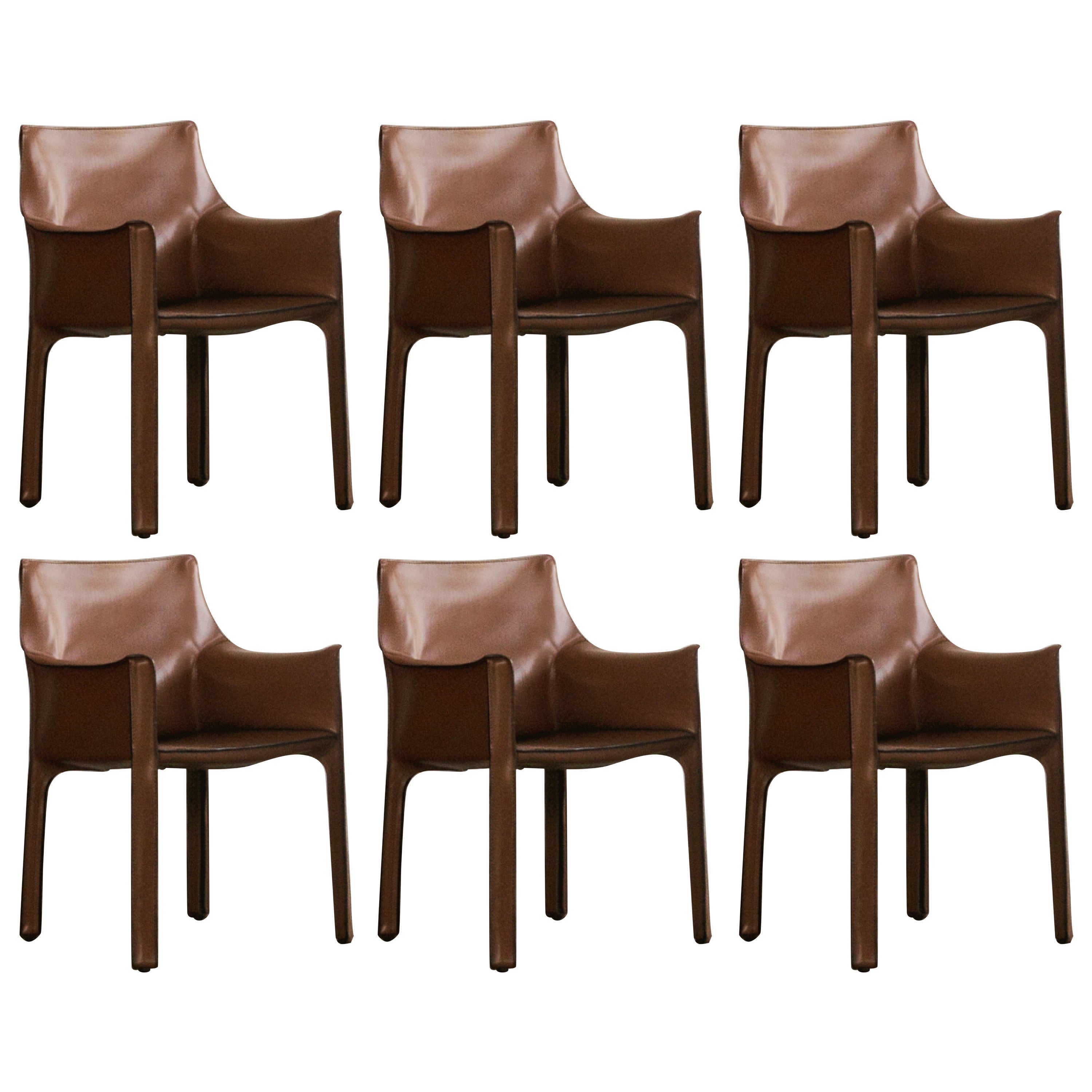 Mario Bellini 413 "CAB" Chairs for Cassina, 1977, Set of 6 For Sale