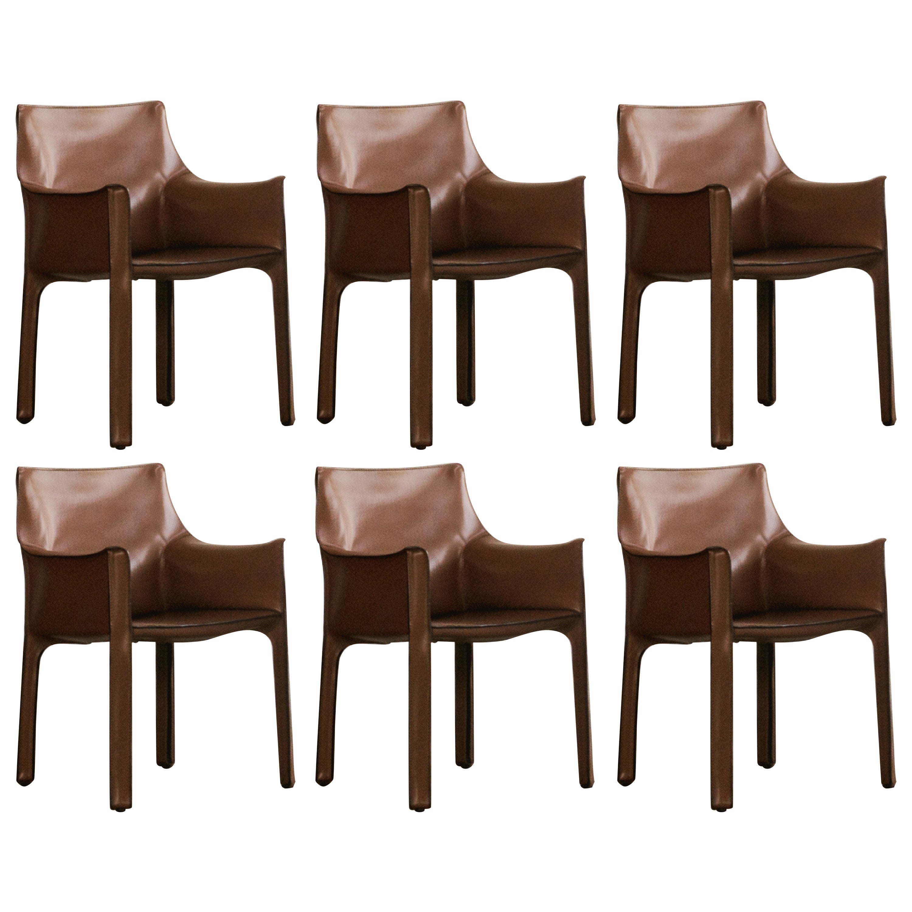 Mario Bellini "CAB" 413 Dining Chairs for Cassina, 1977, Set of 6 For Sale