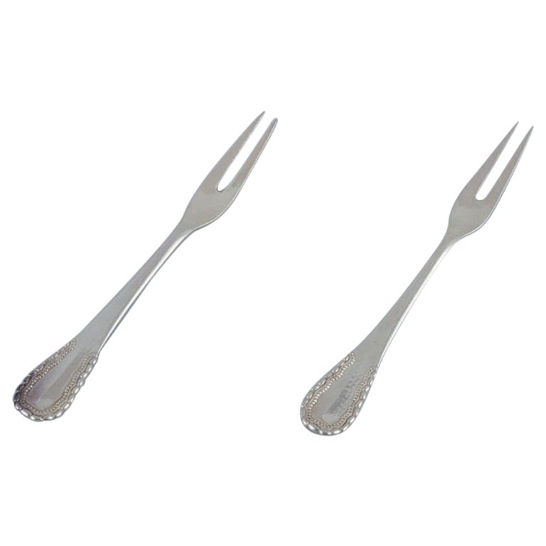 Georg Jensen, Viking, two cold meat forks/herring forks in 830 silver.  For Sale