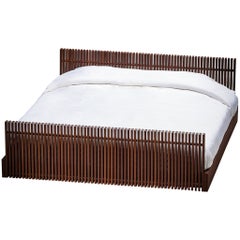 La Permanente Mobili Cantù King Bed with Slatted Framework in Mahogany