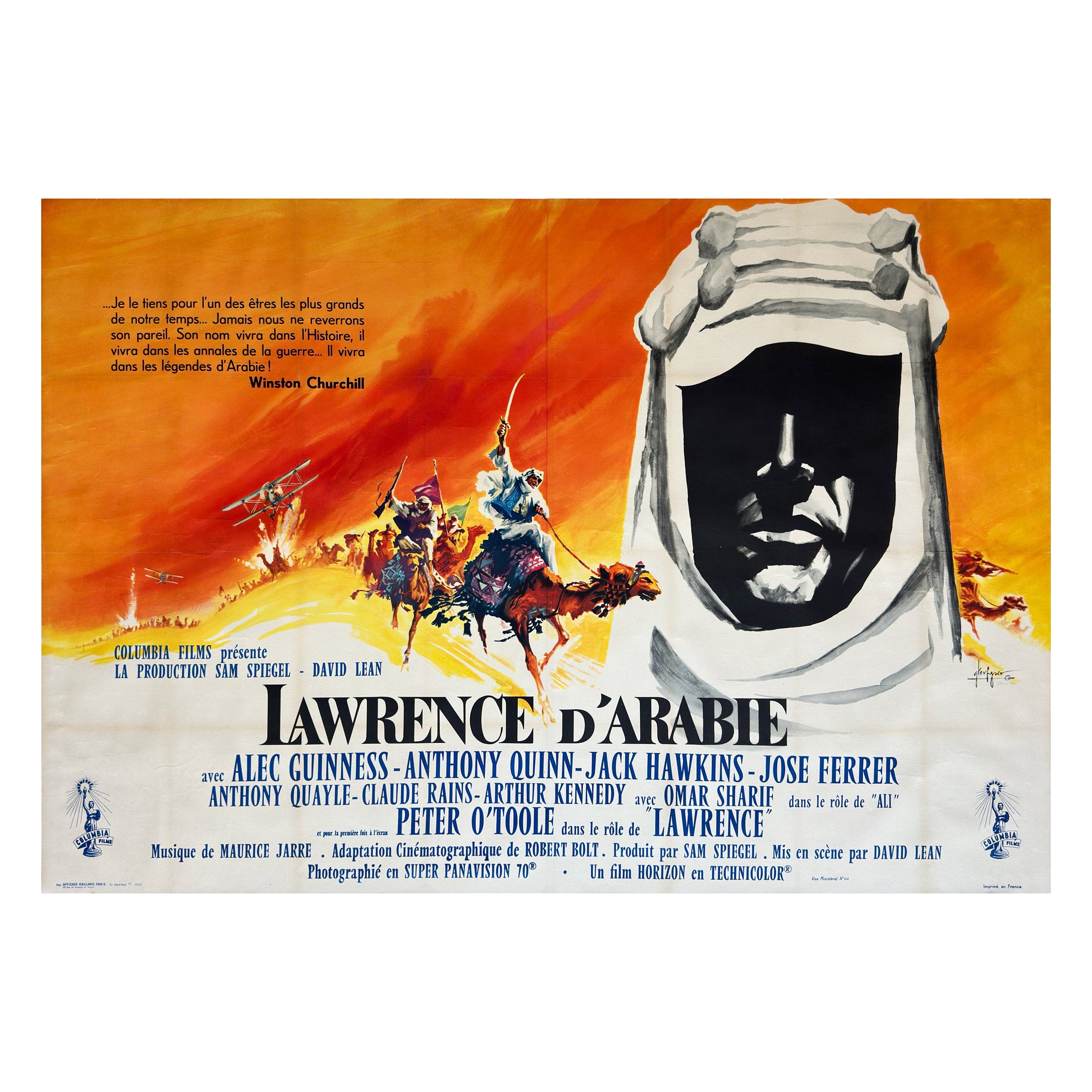 LAWRENCE OF ARABIA 1962 Français Double Grande,  Affiche du film en vente