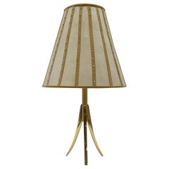 Mid-Century Modern Tripod Table Lamp made in Brass and Leather, 1960s Austria 