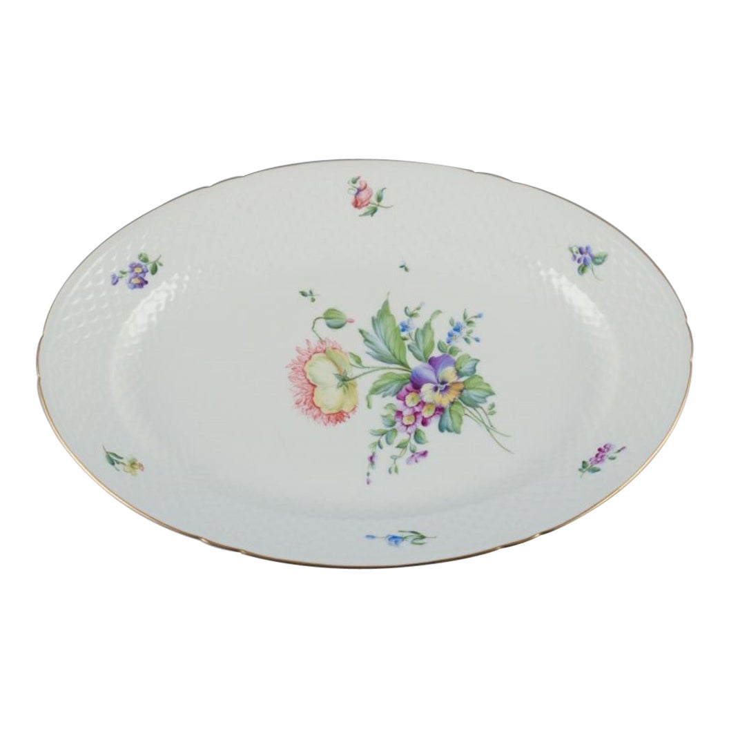Bing & Grøndahl, Saxon Flower, large oval serving platter. Hand-painted. For Sale