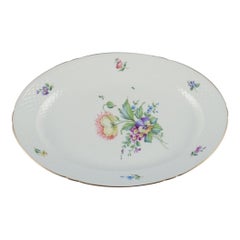 Antique Bing & Grøndahl, Saxon Flower, large oval serving platter. Hand-painted.
