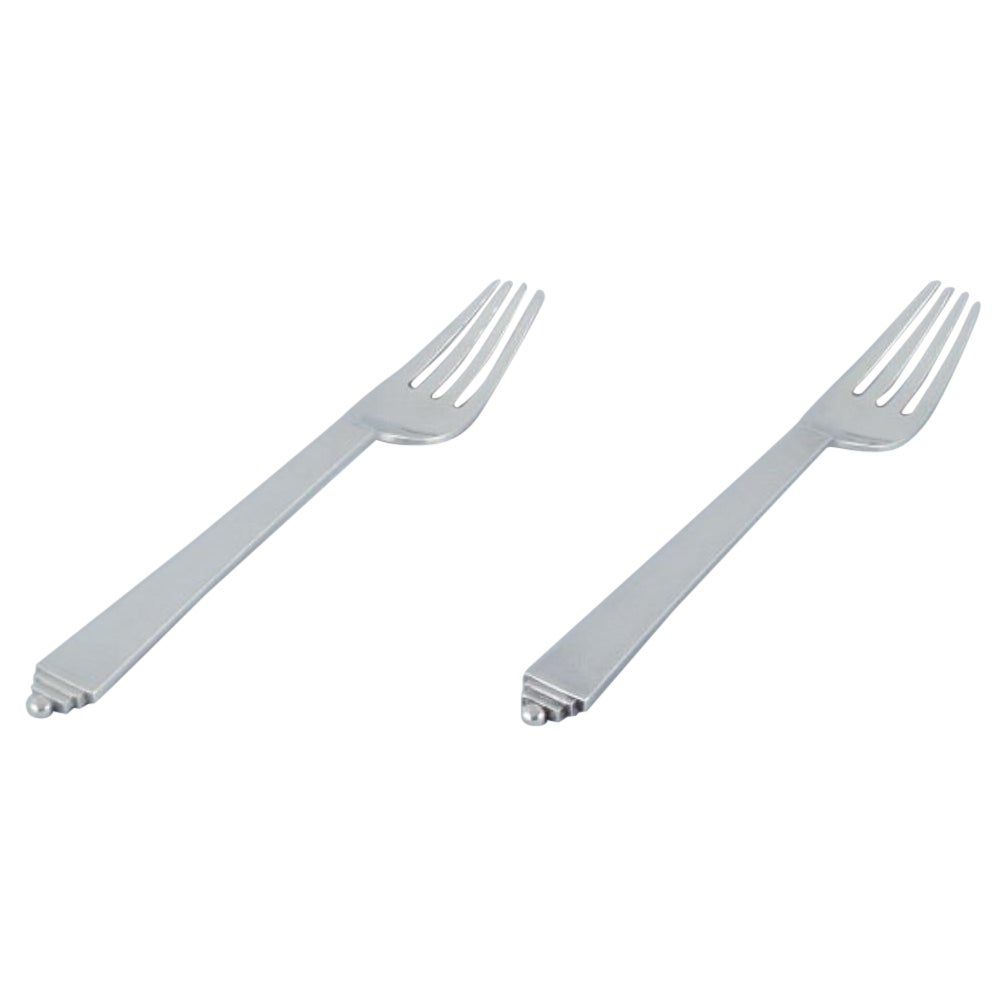 Georg Jensen Pyramid, set of two dinner forks in sterling silver. 