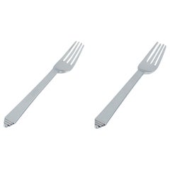 Georg Jensen Pyramid, two dinner forks in sterling silver.