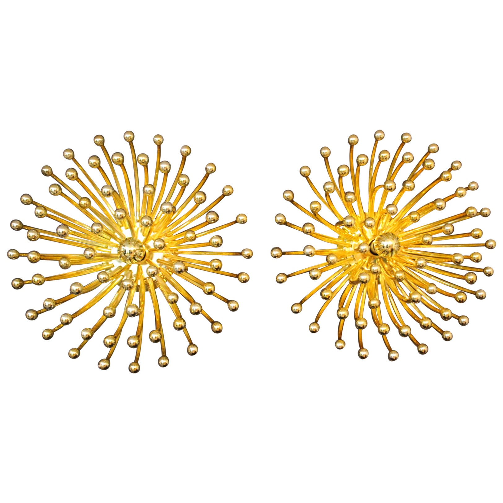 Pair of Gold Pistillo Chandeliers, table lamps or Wall Lamps By Valenti Milano