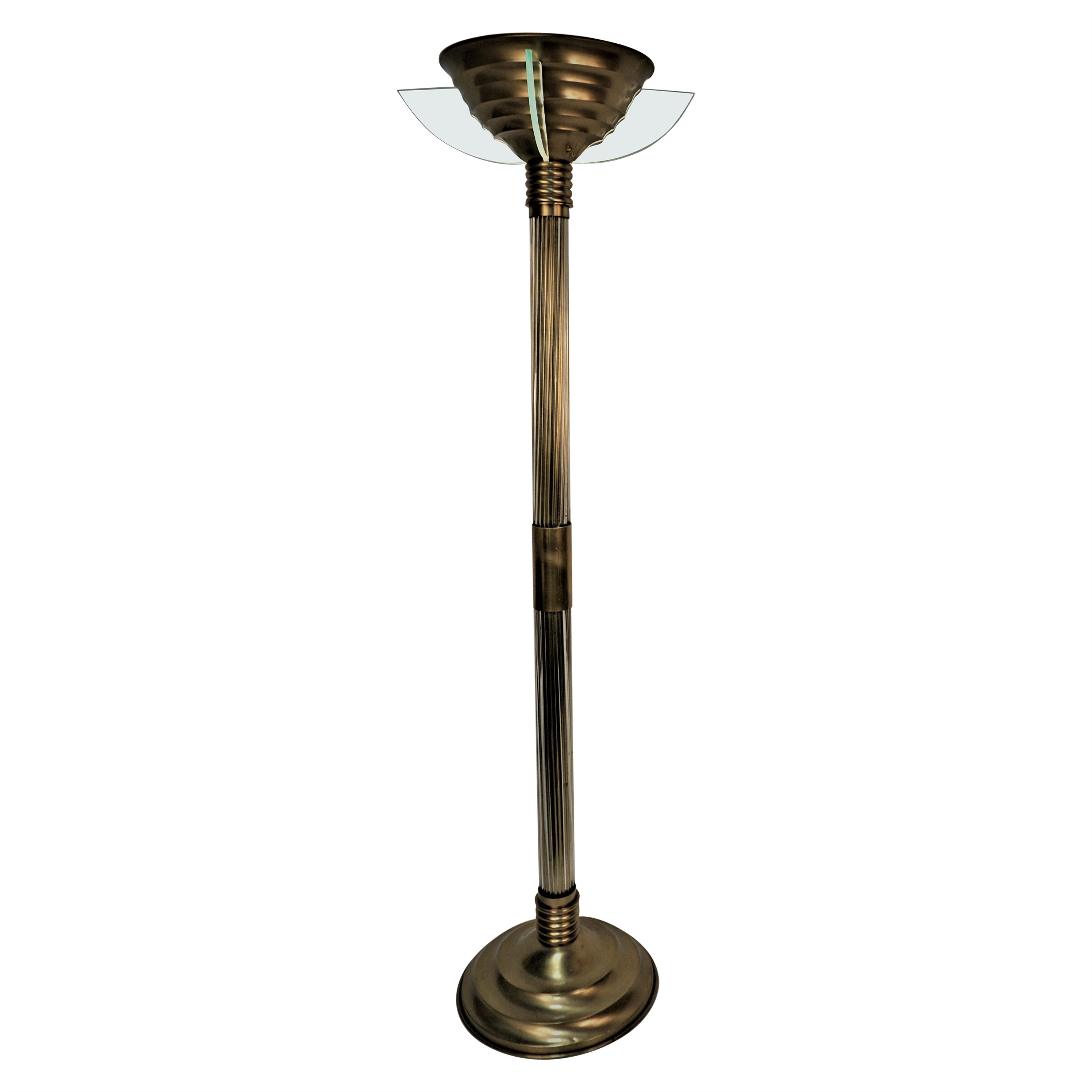 French 1920's Bronze and Glass Art Deco Floor Lamp by Atelier Petitot  For Sale