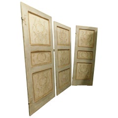 Used Set of 3 internal doors, lacquered with richly painted panels on the front/back