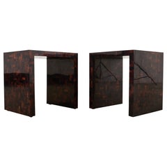 Pair of Tessellated Horn Veneered Display Tables