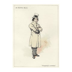 Antique Joseph Clayton CLARKE (KYD) - DICKENS - The Pavement Artist - ORIGINAL SKETCH
