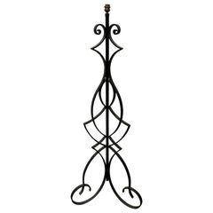 Vintage French Wrought Iron Floor Lamp, after Poillerat