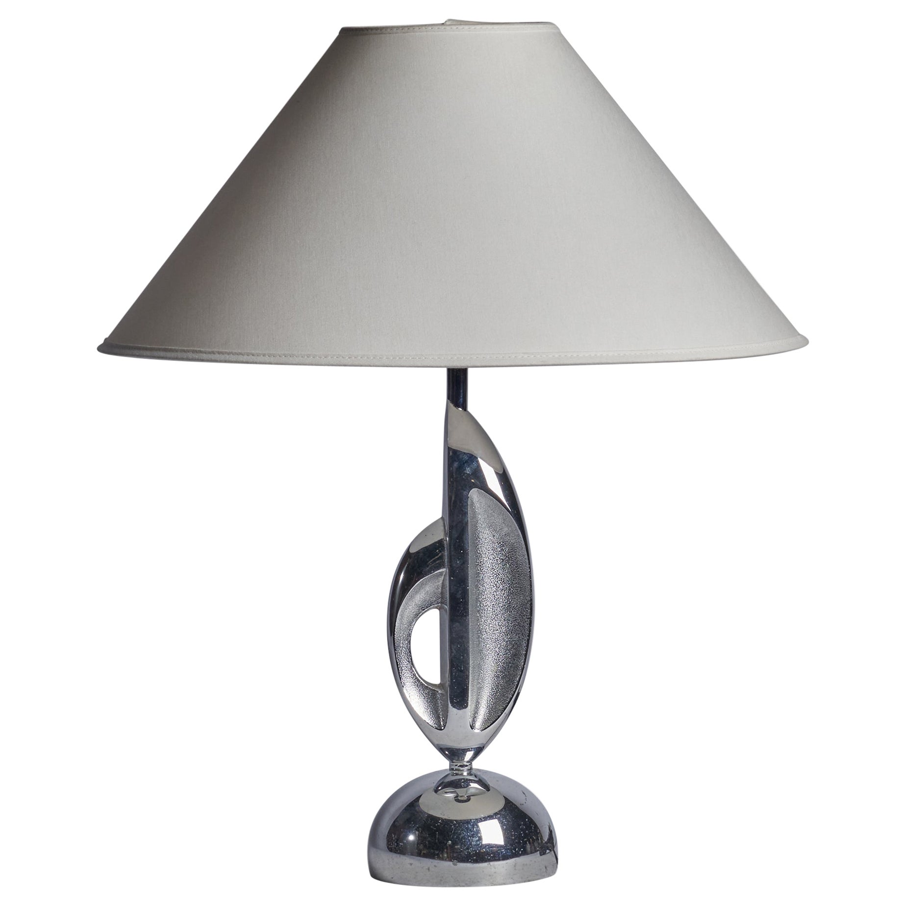 Lampada da tavolo di design americano, metallo cromato, USA, anni '30