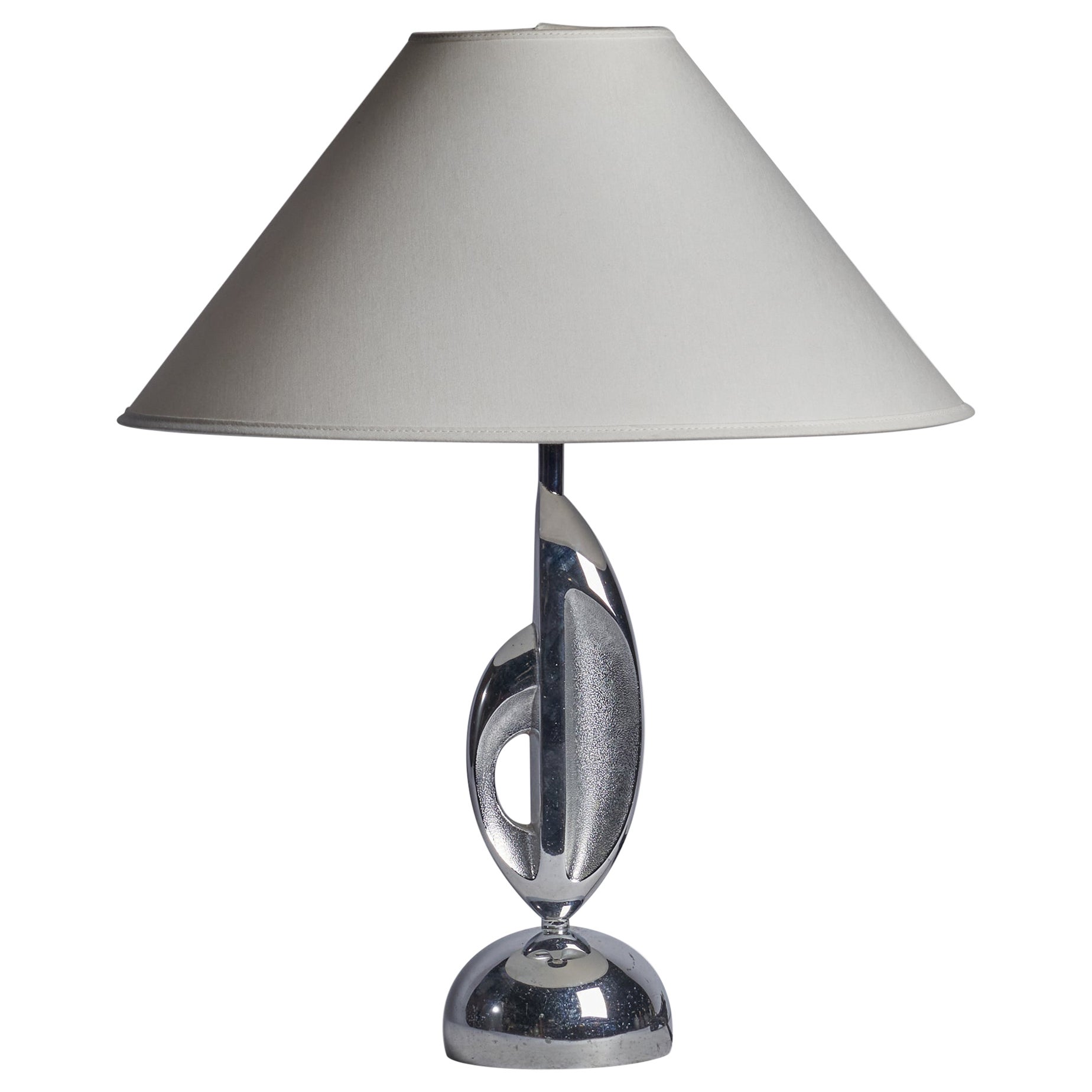 American Designer, Table Lamp, Chrome Metal, USA, 1930s For Sale