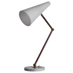 Raptek Milano, lampada da tavolo, ottone, metallo, acrilico, marmo, Italia, anni '50