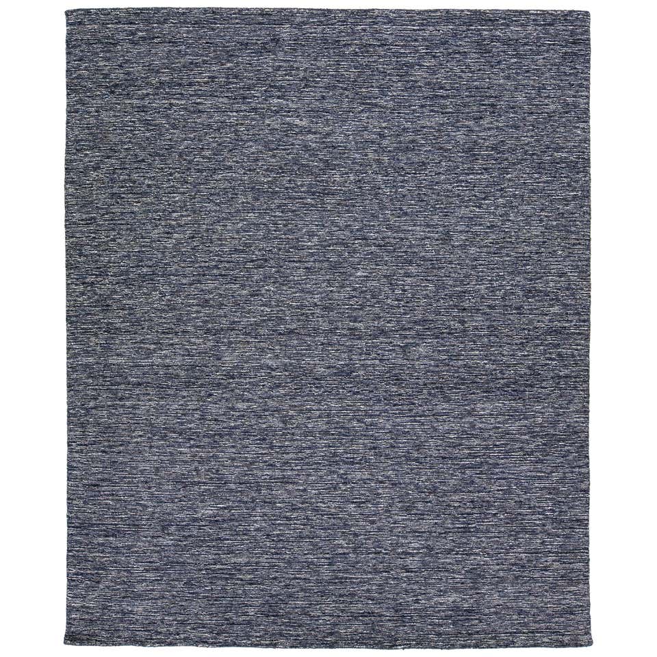 Modern Designed Wool and Bamboo Silk Rug In Deep Blue Color From Nepal ...