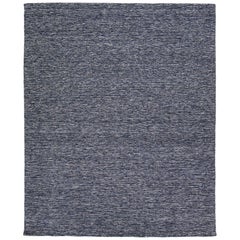 Modern Texture Handmade Wool Rug In Navy Blue Color 