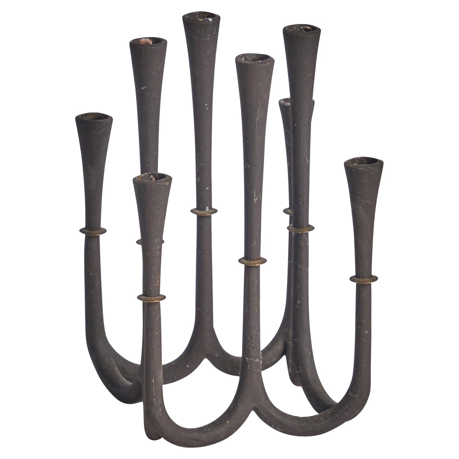 Jens Quistgaard, Candelabra, Cast Iron, Brass, Denmark, 1950s