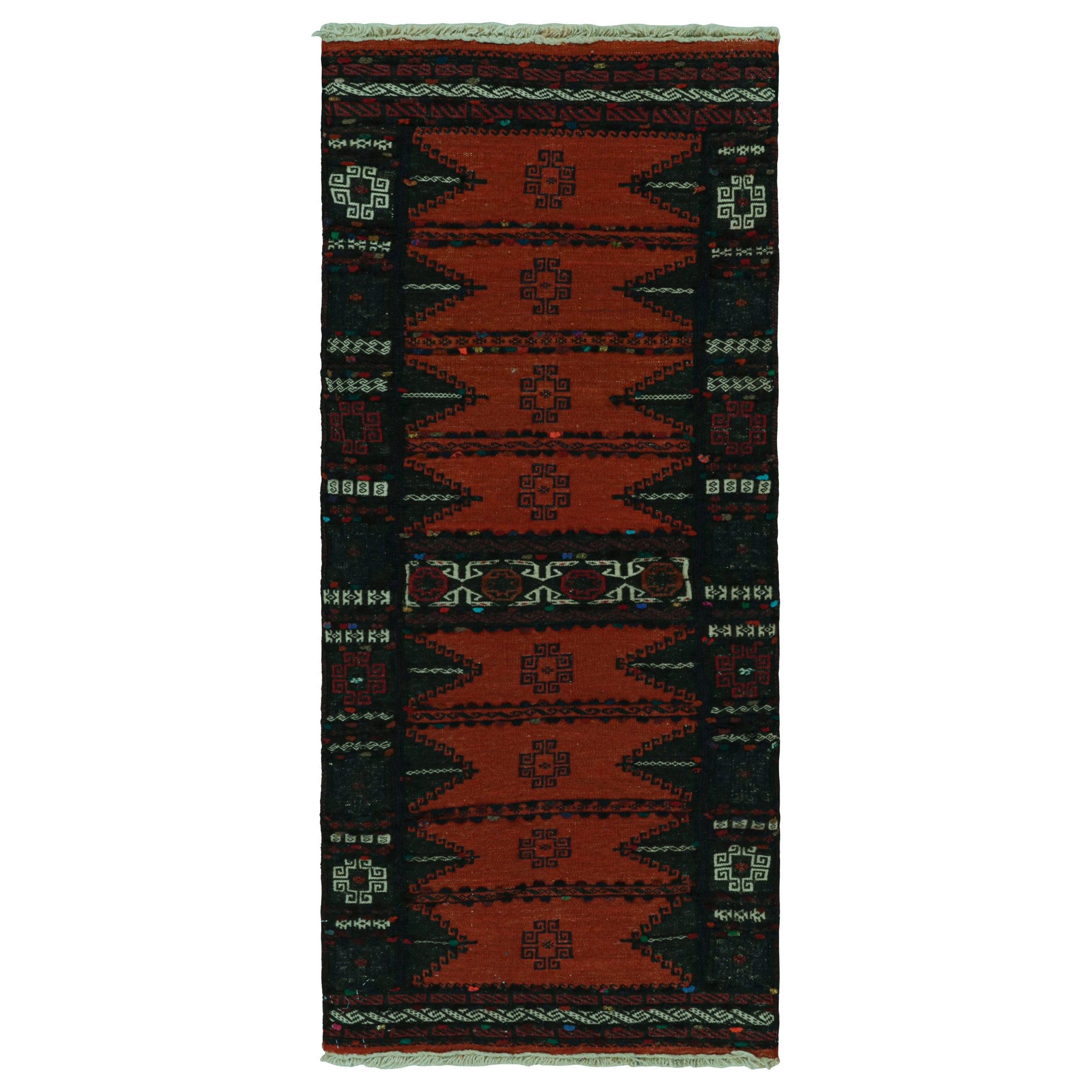Vintage Afghan Baluch Kilim Läufer Teppich, mit geometrischen Mustern von Rug & Kilim im Angebot