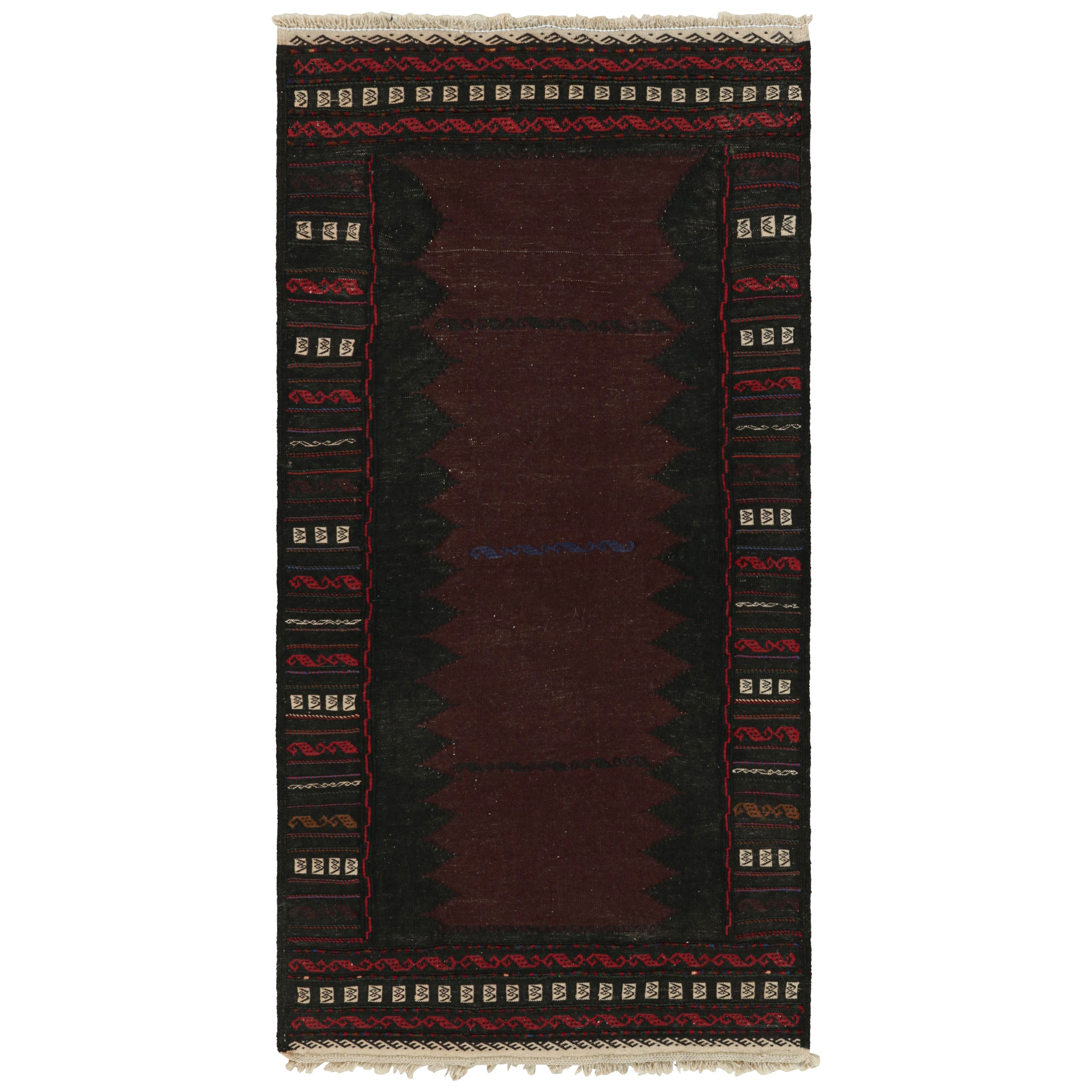 Vintage Afghan Baluch Kilim Runner Rug, with Geometric Borders from Rug & Kilim For Sale