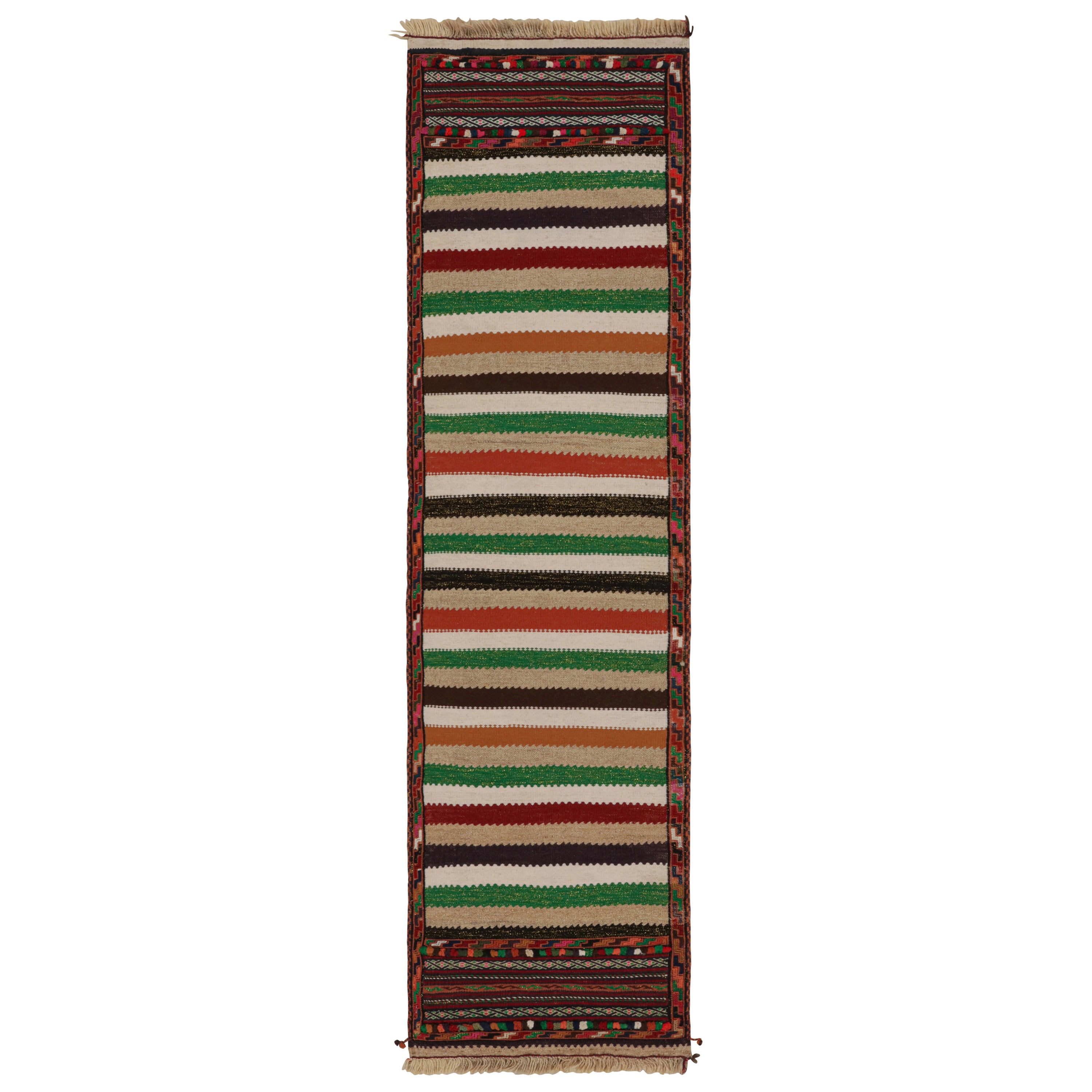 Vintage Afghan Baluch Kilim Streuteppich, mit geometrischen Streifen von Rug & Kilim im Angebot