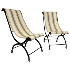 Vintage Iron Folding Sling Chairs